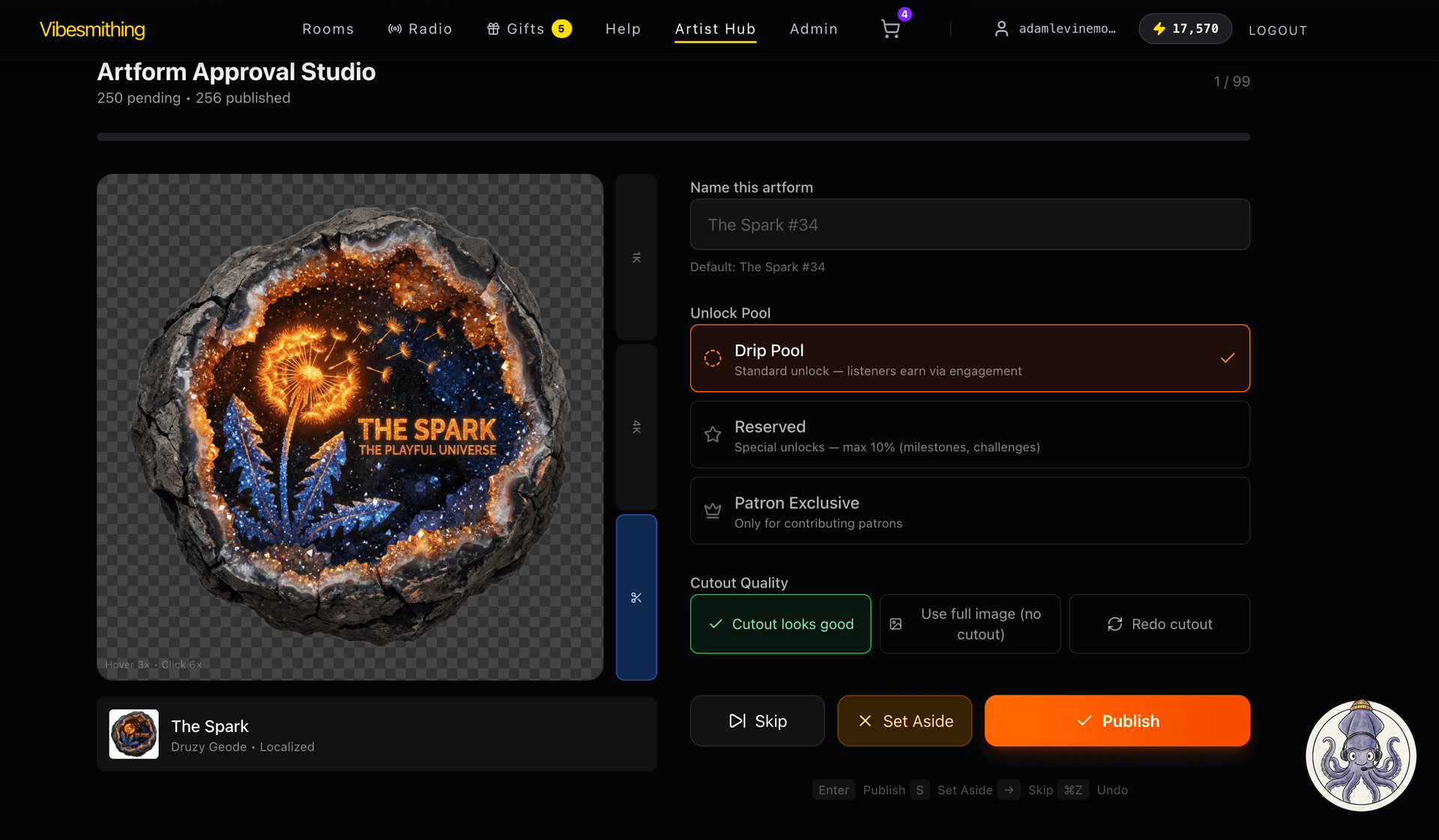 Artform approval studio with cutout quality controls
