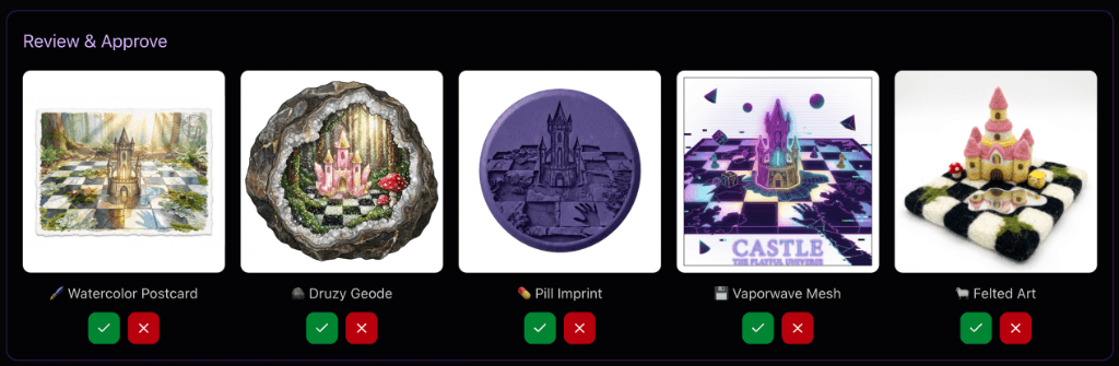 Review and Approve - select which Artforms to publish
